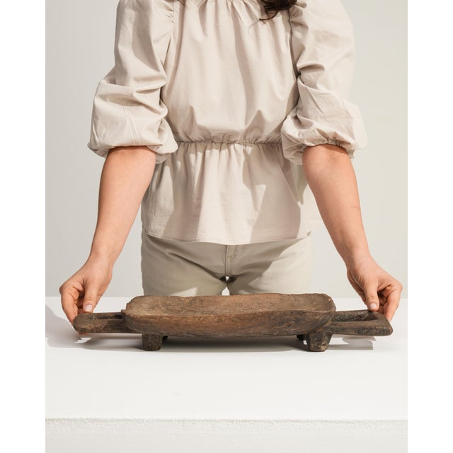 Mid 20th Century Mali Brutalist Brown Wood Platter For Sale - Image 10 of 18