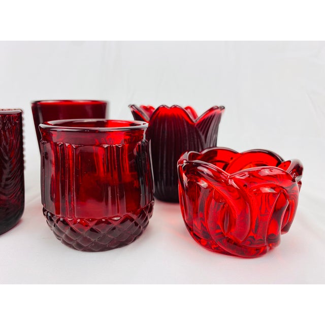 Vintage 1960s Ruby Red Candle Holders Set of 7 Chairish