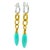 1990s 1990s Pair of Italian 18k Gold Diamond & Turquoise Link Drop Earrings For Sale - Image 5 of 10