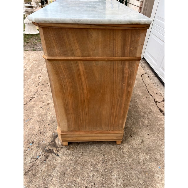 French 19th Century Louis Philippe Bleached Solid Walnut Marble Top Commode For Sale - Image 9 of 12