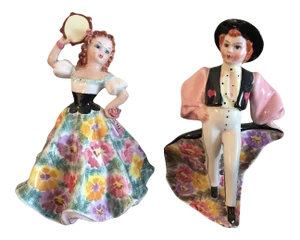 Vintage 1950s G. Girardi Signed Italian Porcelain Dancing Figurines - Set of 2