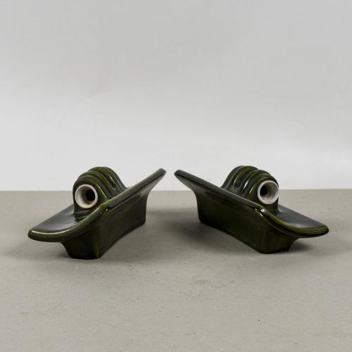 Ceramic Art Deco Wall Lamps in Green Glazed Ceramic, Set of 2 For Sale - Image 7 of 9