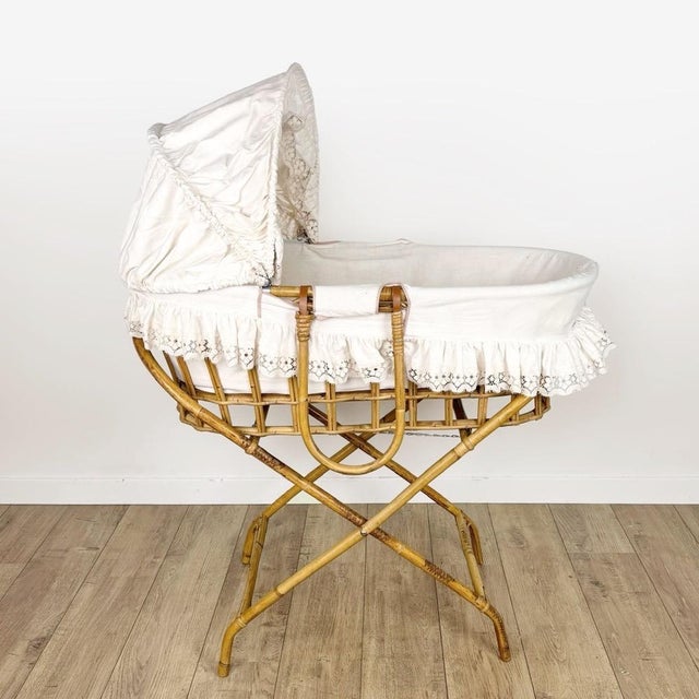 Bohemian Rattan Basket on Stand, 1970s For Sale - Image 14 of 14