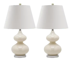 24 Inch H Double Gourd Glass Table Lamp in Pearl - a Pair