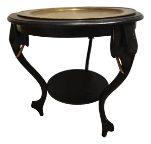 Art Deco Table with 3 Elephant Head Legs and Brass Top, 1920s