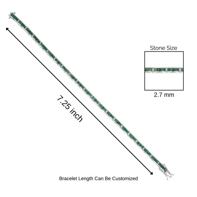 Art Deco 5.74 Ct Natural Emerald Channel-Set Tennis Bracelet - New Year Gift For Sale - Image 9 of 13