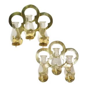 1970s Sarreid Brass 3 Candle Wall Sconce