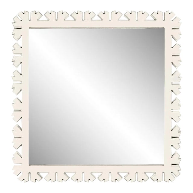 Fleur Home Audubon Bamboo Sticks Square Mirror in Swiss Coffee, 35.5x35.5 For Sale