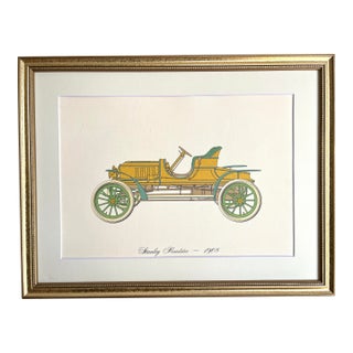 Vintage Lithograph Print of an 1908 Stanley Roadster Antique Automobile For Sale