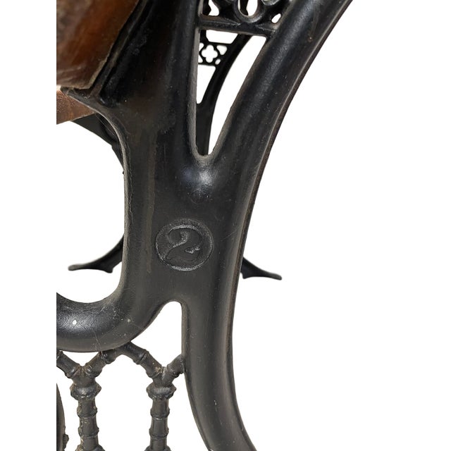 Antique Combination School Desk and Seat Unit, Cast Iron and Hardwood For Sale - Image 4 of 5