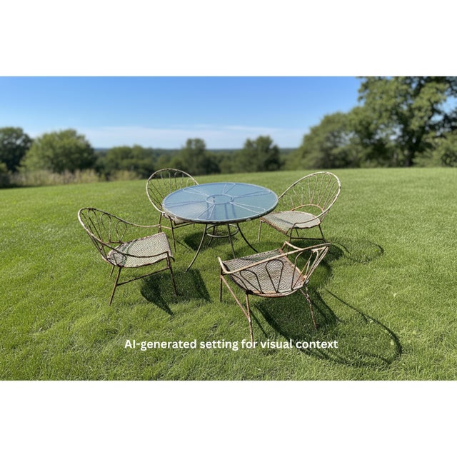 White 1950s Mid-Century Modern Outdoor Seating Set For Sale - Image 8 of 8