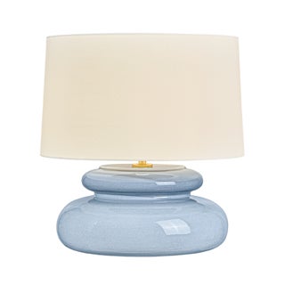 Mitzi Pia 19.5 in. 1 Light Table Lamp in Aged Brass and Ceramic Chateau Crackle Finish For Sale