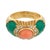 Mid 20th Century Cartier French Diamond Coral Chrysoprase 18k Yellow Gold Ring, Size 6.5 For Sale - Image 5 of 9