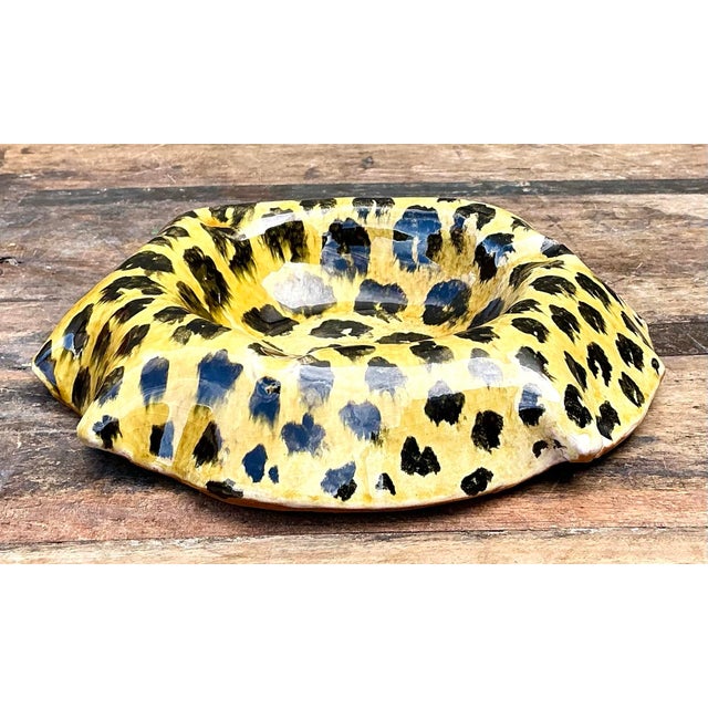 Amber Vintage Italian Hand Painted Leopard Bowl For Sale - Image 8 of 12