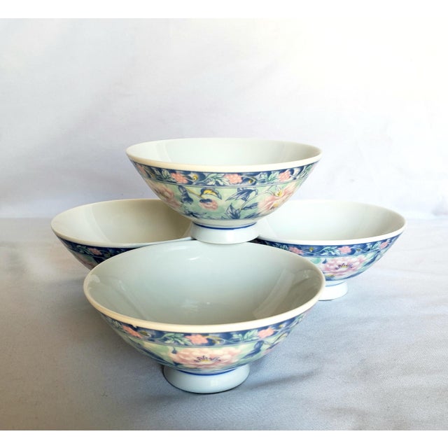 Late 20th Century Vintage Chinese Porcelain Pink and Blue Flower Asian ...