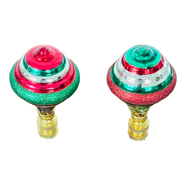 Vintage Pair Christmas Ornaments Lamp Finials For Sale