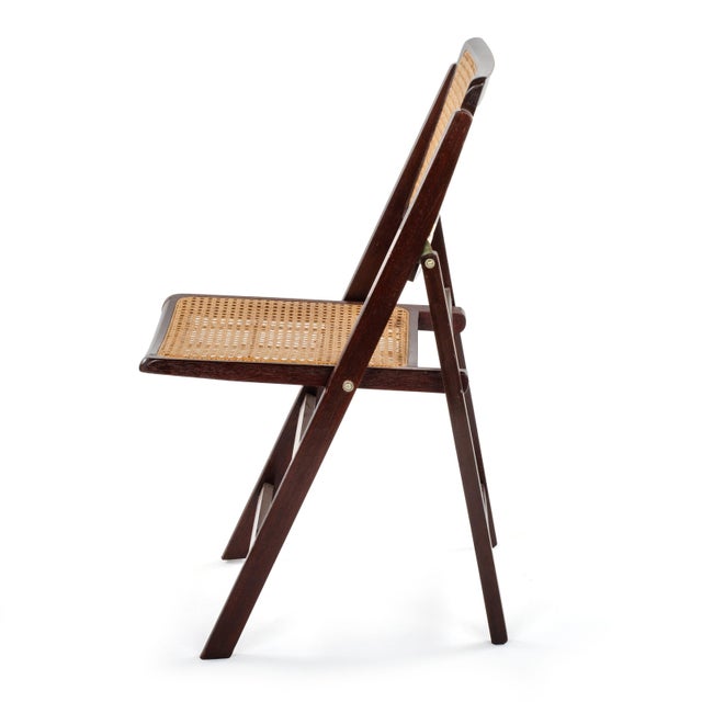 Mid-Century Modern Vintage German Modernist Cane Folding Chair For Sale - Image 3 of 5
