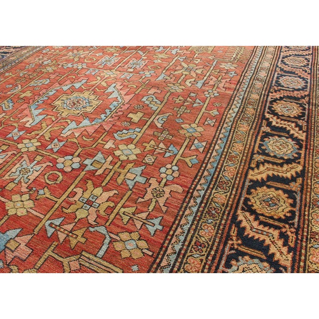 Antique Persian Serapi Rug With All-Over Geometric Design For Sale In Atlanta - Image 6 of 13