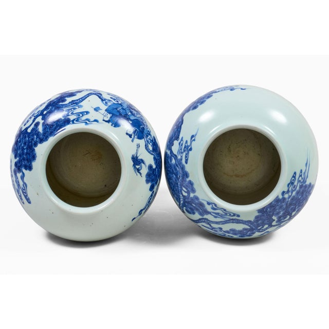 Chinese Near Pair 19th Century Blue and White Vases For Sale In Boston - Image 6 of 9