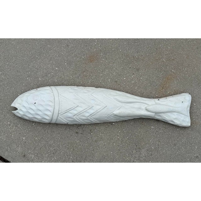 Tommy Bahama Vintage Hand-Carved Coastal Folk Art Fish Wall Sculpture For Sale - Image 4 of 12