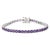 .925 Sterling Silver 7 3/8 Ctw Created Purple Amethyst Tennis Bracelet -7.25" Inches For Sale