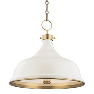 Hudson Valley Lighting Mark D. Sikes Painted No.1 3-Light Pendant, Aged Brass/Off White For Sale