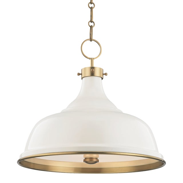 Hudson Valley Lighting Mark D. Sikes Painted No.1 3-Light Pendant, Aged Brass/Off White For Sale