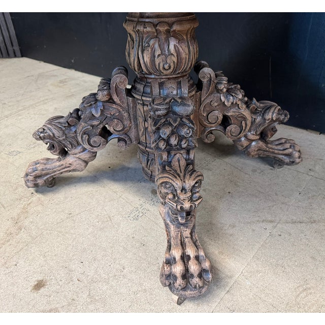 French Carved Oak Hunting Table, 1869 For Sale - Image 11 of 12