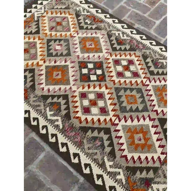 Handwoven Kilim Rug, Multi-Color Geometric Pattern, 3.8' X 5.9' For Sale - Image 4 of 8