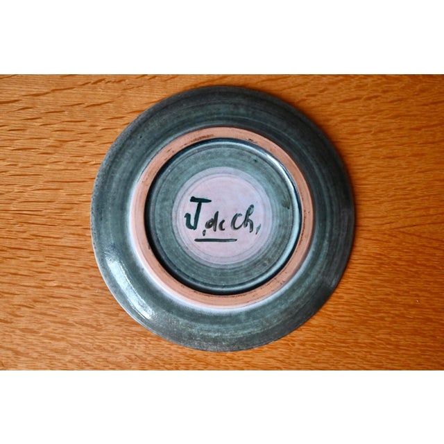 French Decorative Bird Plate in Glazed Stoneware by Jacques de Chateneuil, 1970s For Sale - Image 4 of 6