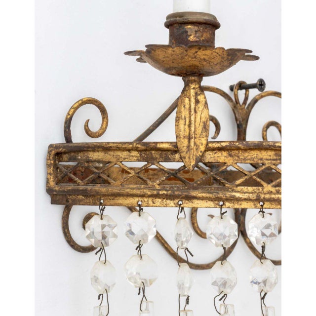 Mid 20th Century Mid 20th Century French Empire Style Gilt Wrought Iron Sconces, 2 For Sale - Image 5 of 10