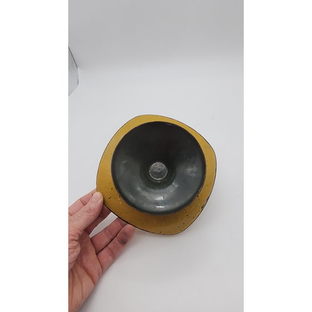 Mid-Century Modern Mid 20th Century Mid-Century Modern Brutalist Enamel Pedestal Dish For Sale - Image 3 of 12