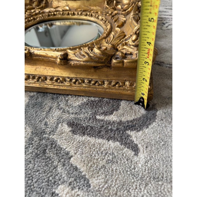Mid-20th Century Baroque Style Ornate Gilded Wall Mirror 17.5"x16"x3" For Sale - Image 12 of 14