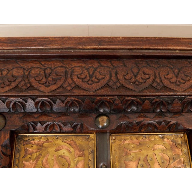 Late 20th Century Late 20th Century East Asian Wood Door Coffee Table With Brass-Copper Inlay & Wood Base For Sale - Image 5 of 8