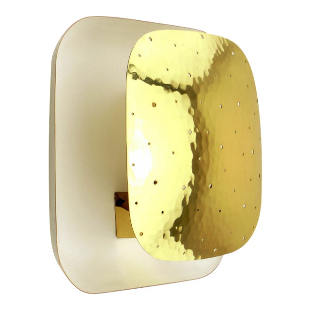 Mid-Century White Brass Wall Light, 1960s For Sale