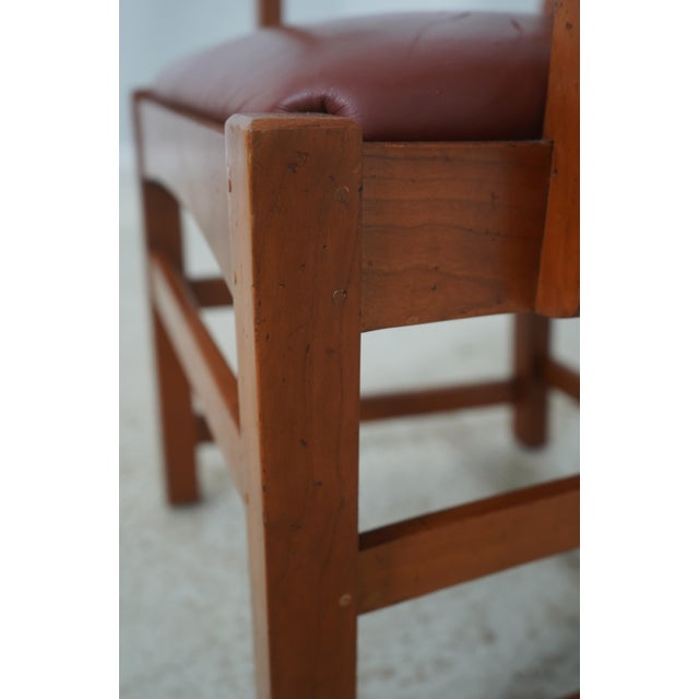 Set of 6 Mission Style Leather Seat Dining Chairs For Sale - Image 11 of 18
