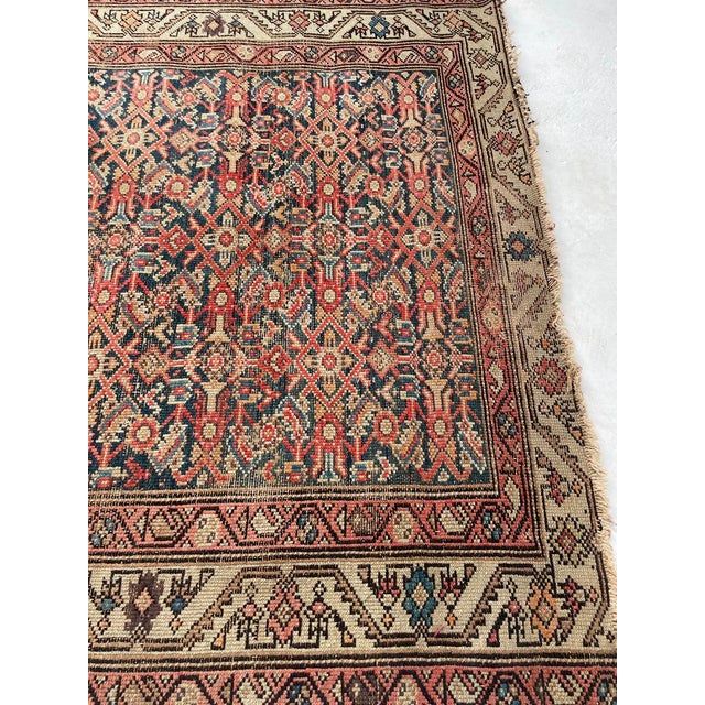 Antique Persian Malayer with Aubergine & Denim Blue Rug 4 x 6.4 For Sale - Image 9 of 9