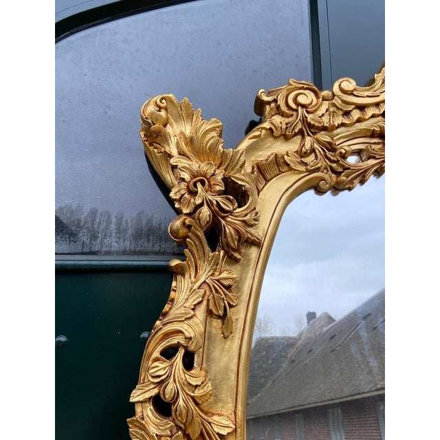 1970s Italian Baroque Gilt Beech Pink Marble Console & Mirror – 2 Pc For Sale - Image 13 of 18