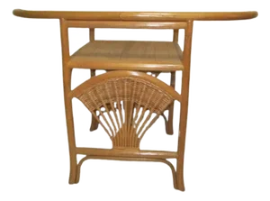 1980s Honeymoon Bamboo Oval Glass Top Honey Dinette Table Only