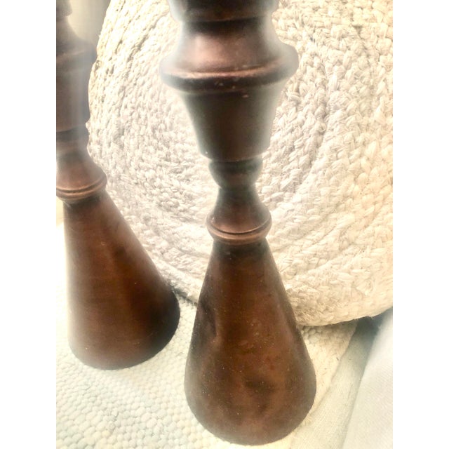 Brutalist Vintage Copper Candlesticks, Pair For Sale - Image 3 of 11
