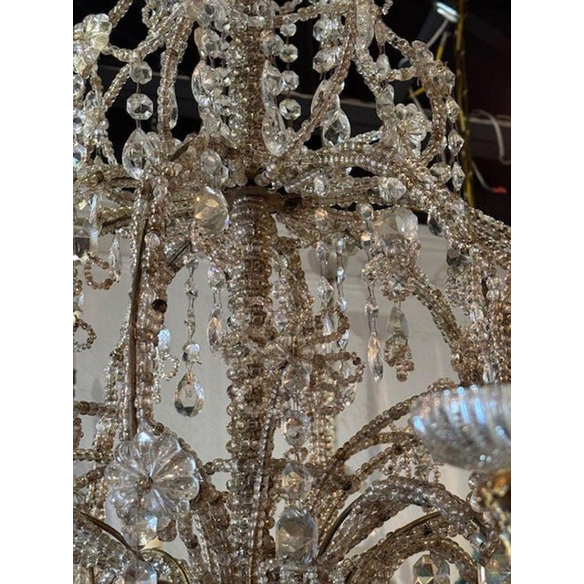 19th Century 19th Century Italian Giltwood Chandeliers With Crystals and Beads - a Pair For Sale - Image 5 of 7