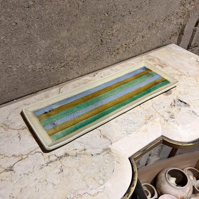 For your consideration, a fabulous vintage abstract color block sushi plate. Made by KOTOBUKI. Stamped on the bottom....