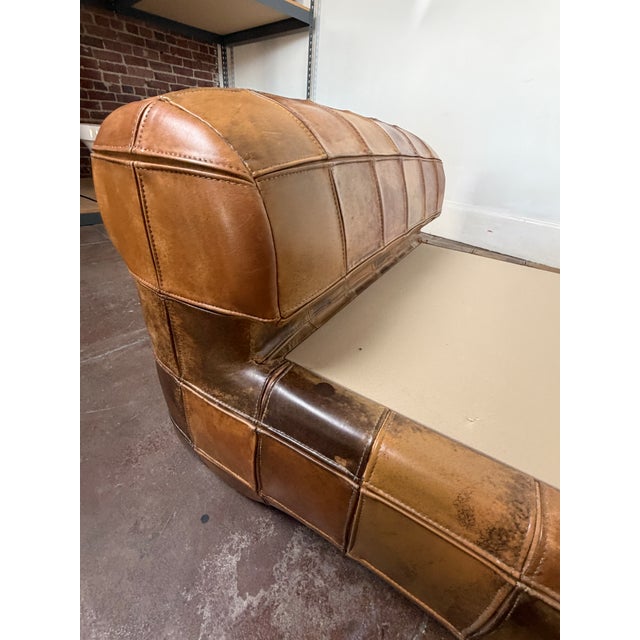 Vintage 1970s Patchwork Leather Daybed Sofa For Sale - Image 9 of 15