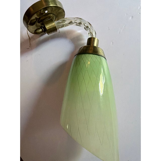 Glass 1950s Italian Murano Reticello Green Glass Wall Sconce by Barovier & Toso For Sale - Image 7 of 10