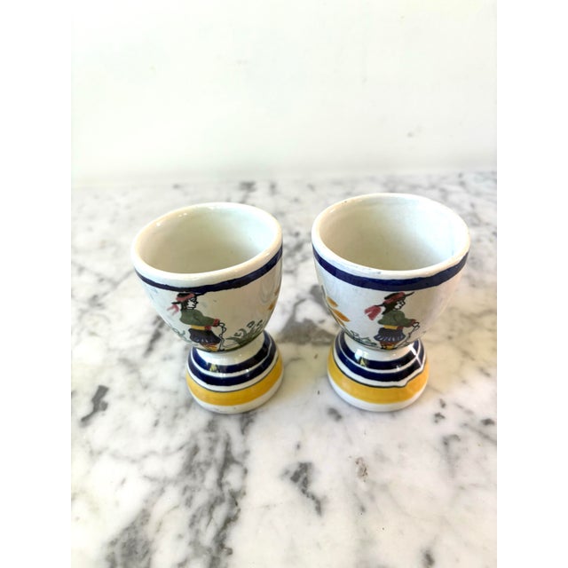 French Henriot Quimper Egg Cup, French Pottery From Brittany, France. For Sale - Image 3 of 7