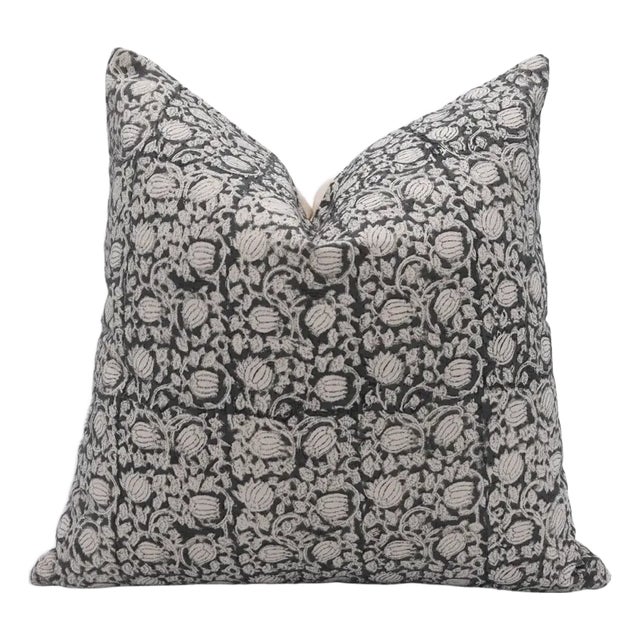 Fabdivine Throw Pillow Cover 16x16 Inch Handmade Block Print Cushion Duck Canvas- 8kamal For Sale