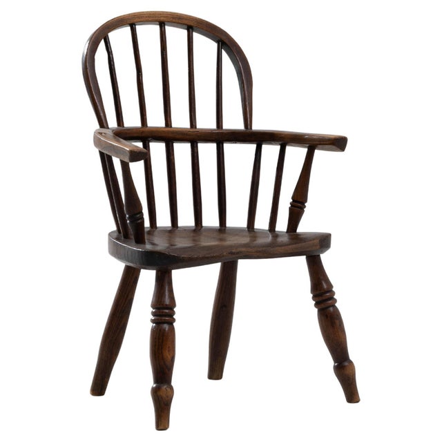 19th Century English Small Spindle-Back Wooden Armchair For Sale - Image 15 of 18