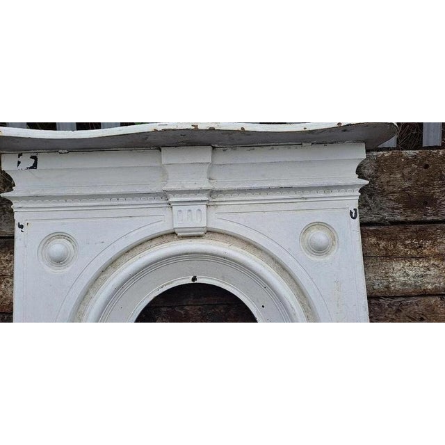 Large Victorian Cast Iron Arched Fireplace with Serpentine Mantel For Sale - Image 11 of 18