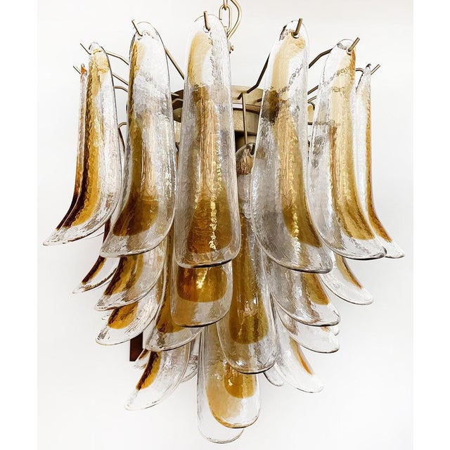 Vintage Italian Murano Chandelier with 41 Glass Amber Petals, 1990s For Sale - Image 16 of 17