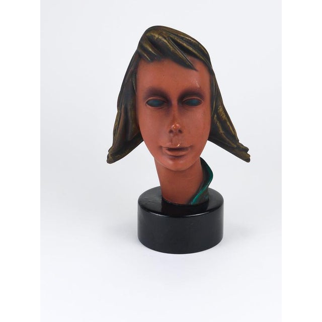Large Mid-Century Female Bust Head of Young Woman in Terracotta, Austria, 1950s For Sale - Image 11 of 18